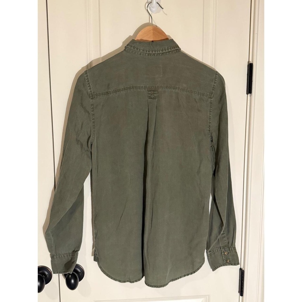 American Eagle Outfitters Mens Olive Green Lyocell Long Sleeve Utility Shirt S - Picture 3 of 7
